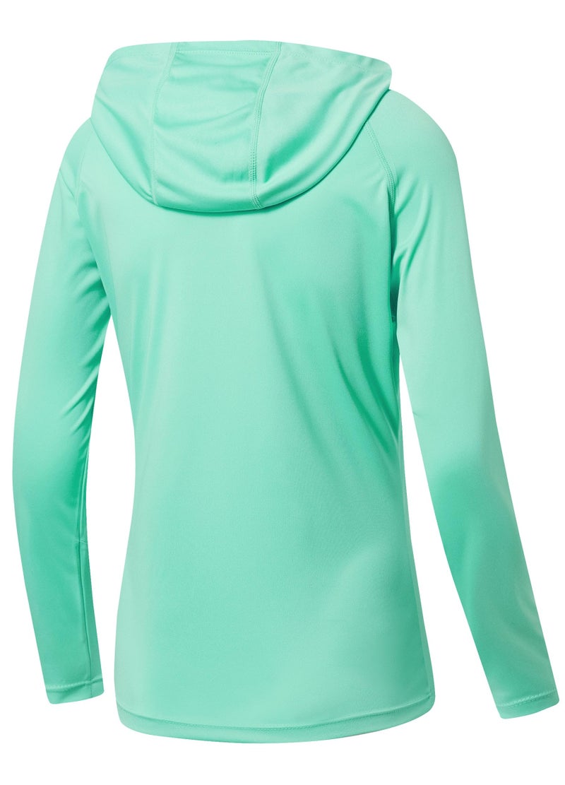 Willit Women's UPF 50+ Sun Protection Hoodie SPF Shirt Long Sleeve Hiking Fishing Outdoor Shirt Lightweight Hoodie Light Green XL - Image 2